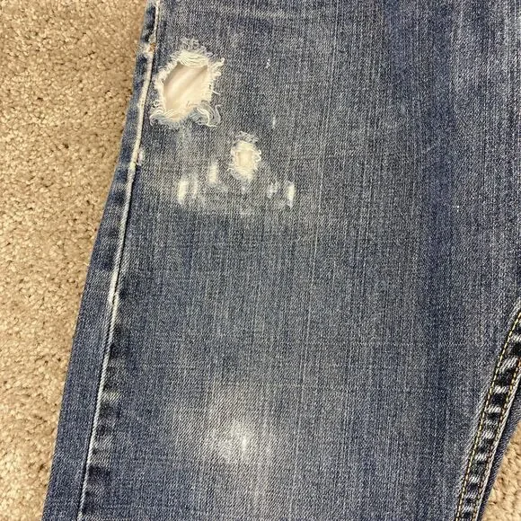 Levi's 514 Slim Straight Denim Jeans Men's Size W31xL30 Blue 5-Pocket Distressed - Picture 4 of 11